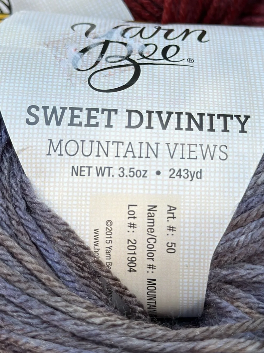 Yarn Bee Sweet Divinity Yarn lot in Red Clay and Mountain View's Gray 7 Skeins